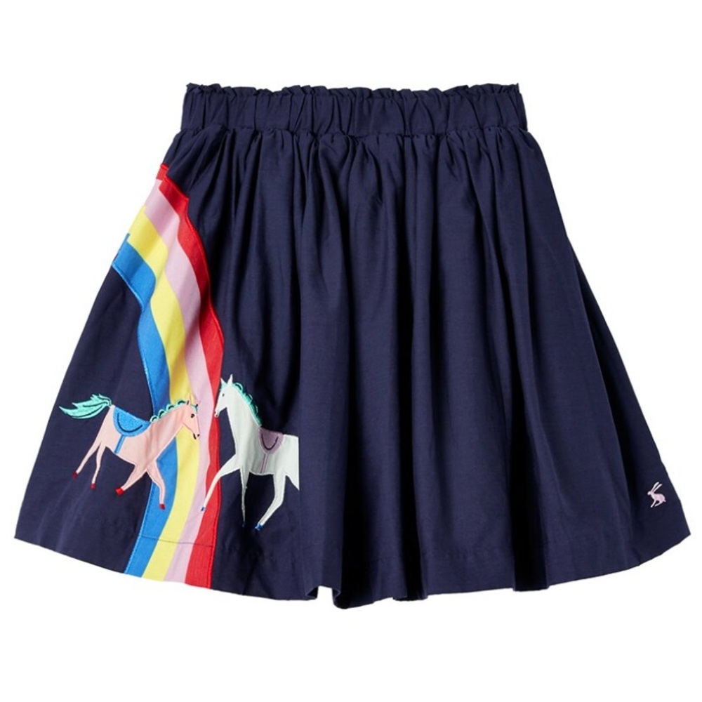 Joules Ariel Rainbow and Unicorn Appliqué Skirt NWOT